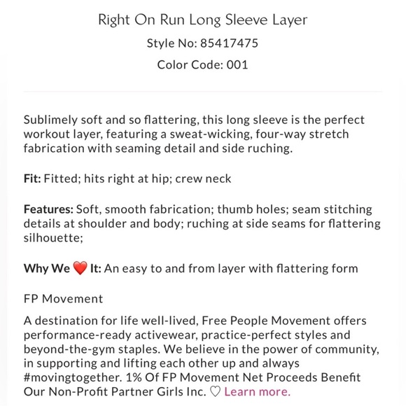 FREE PEOPLE MOVEMENT:Right On Run Long Sleeve Layer - Picture 6 of 12